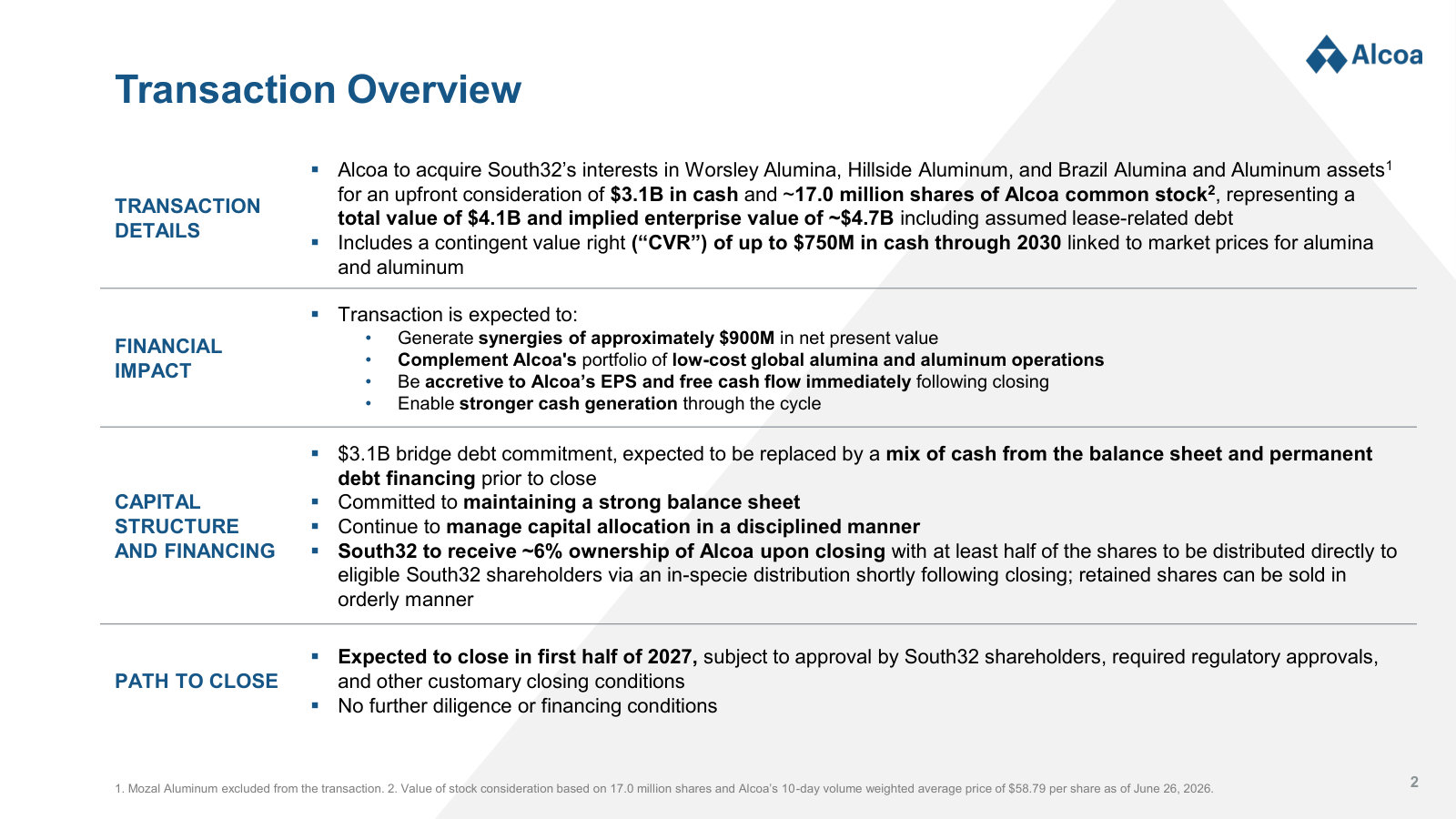 The deal in one table: $3.1B cash plus ~17M shares, a $750M contingent value right, and a first-half-2027 close.